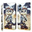 For OPPO A17 3D Painted Leather Phone Case(Naughty Cat) - 1