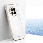 For Huawei Mate 50 XINLI Straight 6D Plating Gold Edge TPU Shockproof Case(White) - 1