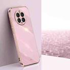 For Huawei Mate 50 Pro XINLI Straight 6D Plating Gold Edge TPU Shockproof Case(Cherry Purple) - 1