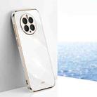 For Huawei Mate 50 Pro XINLI Straight 6D Plating Gold Edge TPU Shockproof Case(White) - 1
