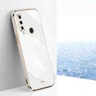 For Huawei Y6p XINLI Straight 6D Plating Gold Edge TPU Shockproof Case(White) - 1