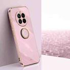 For Huawei Mate 50 XINLI Straight Edge 6D Electroplate TPU Phone Case with Ring Holder(Cherry Purple) - 1