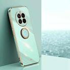 For Huawei Mate 50 XINLI Straight Edge 6D Electroplate TPU Phone Case with Ring Holder(Mint Green) - 1