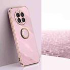 For Huawei Mate 50 Pro XINLI Straight Edge 6D Electroplate TPU Phone Case with Ring Holder(Cherry Purple) - 1