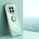 For Huawei Mate 50 Pro XINLI Straight Edge 6D Electroplate TPU Phone Case with Ring Holder(Mint Green) - 1