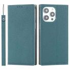 For iPhone 14 Pro Max Litchi Texture Genuine Leather Phone Case(Sky Blue) - 1