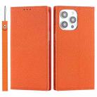 For iPhone 14 Pro Litchi Texture Genuine Leather Phone Case(Orange) - 1