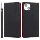 For iPhone 14 Plus Litchi Texture Genuine Leather Phone Case(Black) - 1