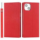 For iPhone 14 Plus Litchi Texture Genuine Leather Phone Case(Red) - 1