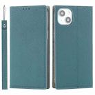 For iPhone 14 Plus Litchi Texture Genuine Leather Phone Case(Sky Blue) - 1