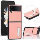 For Samsung Galaxy Z Flip4 5G Litchi Texture Genuine Leather Holder Phone Case(Pink) - 1