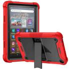 Silicone + PC Holder Shockproof Tablet Case For Amazon Kindle Fire HD 8 2022 / 2020 / HD 8 Plus 2020(Red+Black) - 1