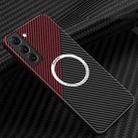 For Samsung Galaxy S23+ 5G Carbon Fiber Texture MagSafe Magnetic Phone Case(Black Red) - 1