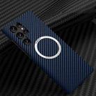 For Samsung Galaxy S23 Ultra 5G Carbon Fiber Texture MagSafe Magnetic Phone Case(Blue) - 1