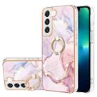For Samsung Galaxy S23 5G Electroplating Marble IMD TPU Phone Case with Ring Holder(Rose Gold 005) - 1