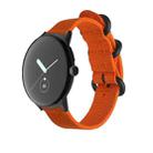 For Google Pixel Watch Woven Nylon Steel Buckle Watch Band(Orange+Black) - 1