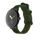 For Google Pixel Watch Woven Nylon Steel Buckle Watch Band(Army Green+Black) - 1