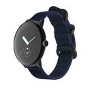 For Google Pixel Watch Woven Nylon Steel Buckle Watch Band(Dark Blue+Black) - 1