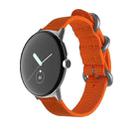 For Google Pixel Watch Woven Nylon Steel Buckle Watch Band(Orange+Silver) - 1