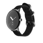 For Google Pixel Watch Woven Nylon Steel Buckle Watch Band(Black+Silver) - 1