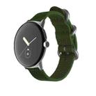For Google Pixel Watch Woven Nylon Steel Buckle Watch Band(Army Green+Silver) - 1