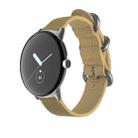 For Google Pixel Watch Woven Nylon Steel Buckle Watch Band(Khaki+Silver) - 1
