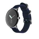 For Google Pixel Watch Woven Nylon Steel Buckle Watch Band(Dark Blue+Silver) - 1