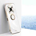 For Honor X30 XINLI Straight Edge 6D Electroplate TPU Phone Case with Ring Holder(White) - 1