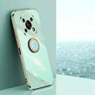 For Honor X30 XINLI Straight Edge 6D Electroplate TPU Phone Case with Ring Holder(Mint Green) - 1