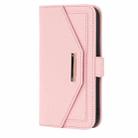 For iPhone 14 Pro Cross Texture Lanyard Leather Phone Case(Pink) - 2