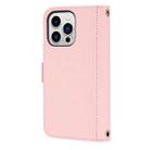 For iPhone 14 Pro Cross Texture Lanyard Leather Phone Case(Pink) - 3