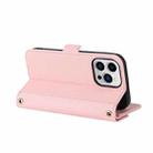 For iPhone 14 Pro Cross Texture Lanyard Leather Phone Case(Pink) - 5