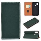 For Galaxy M30s Solid Color Frosted Magnetic Horizontal Flip Leather Case with Card Slots & Holder(Green) - 1