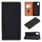 For Galaxy S20 Solid Color Frosted Magnetic Horizontal Flip Leather Case with Card Slots & Holder(Black) - 1