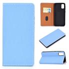 For Galaxy S20 Solid Color Frosted Magnetic Horizontal Flip Leather Case with Card Slots & Holder(Blue) - 1