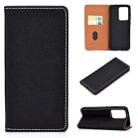 For Galaxy S20 Plus Solid Color Frosted Magnetic Horizontal Flip Leather Case with Card Slots & Holder(Black) - 1