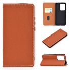 For Galaxy S20 Ultra Solid Color Frosted Magnetic Horizontal Flip Leather Case with Card Slots & Holder(Brown) - 1