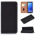 For Galaxy S9 Solid Color Frosted Magnetic Horizontal Flip Leather Case with Card Slots & Holder(Black) - 1