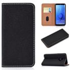 For Galaxy S9 Plus Solid Color Frosted Magnetic Horizontal Flip Leather Case with Card Slots & Holder(Black) - 1