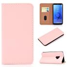 For Galaxy S9 Plus Solid Color Frosted Magnetic Horizontal Flip Leather Case with Card Slots & Holder(Pink) - 1
