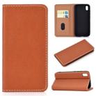 For Xiaomi Redmi 7A Solid Color Frosted Magnetic Horizontal Flip Leather Case with Card Slots & Holder(Brown) - 1