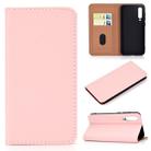 For Xiaomi 9 SE Solid Color Frosted Magnetic Horizontal Flip Leather Case with Card Slots & Holder(Pink) - 1