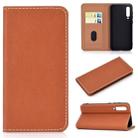 For Xiaomi 9 SE Solid Color Frosted Magnetic Horizontal Flip Leather Case with Card Slots & Holder(Brown) - 1