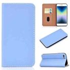 For iPhone SE 2022 / SE 2020 / 8 / 7 Solid Color Frosted Magnetic Horizontal Flip Leather Case with Card Slots & Holder(Blue) - 1