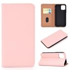 For iPhone 11 Solid Color Frosted Magnetic Horizontal Flip Leather Case with Card Slots & Holder(Pink) - 1