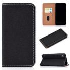 For iPhone X / XS Solid Color Frosted Magnetic Horizontal Flip Leather Case with Card Slots & Holder(Black) - 1