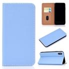 For iPhone X / XS Solid Color Frosted Magnetic Horizontal Flip Leather Case with Card Slots & Holder(Blue) - 1