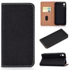 For iPhone XR Solid Color Frosted Magnetic Horizontal Flip Leather Case with Card Slots & Holder(Black) - 1