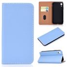 For iPhone XR Solid Color Frosted Magnetic Horizontal Flip Leather Case with Card Slots & Holder(Blue) - 1