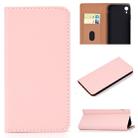 For iPhone XR Solid Color Frosted Magnetic Horizontal Flip Leather Case with Card Slots & Holder(Pink) - 1